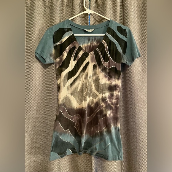 Sugar and Rox Distressed Striped T-Shirt - Picture 1 of 5